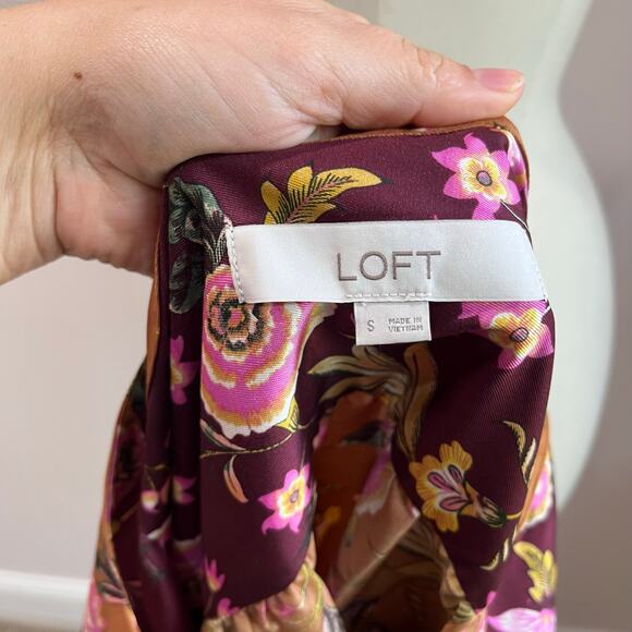 Loft Fall Floral Long Sleeve Blouse Boho Harvest Print Size S - Picture 10 of 11